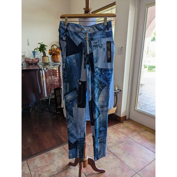 NWT  Like an Angel denim patch stretch leggings  Sz S - Picture 13 of 13